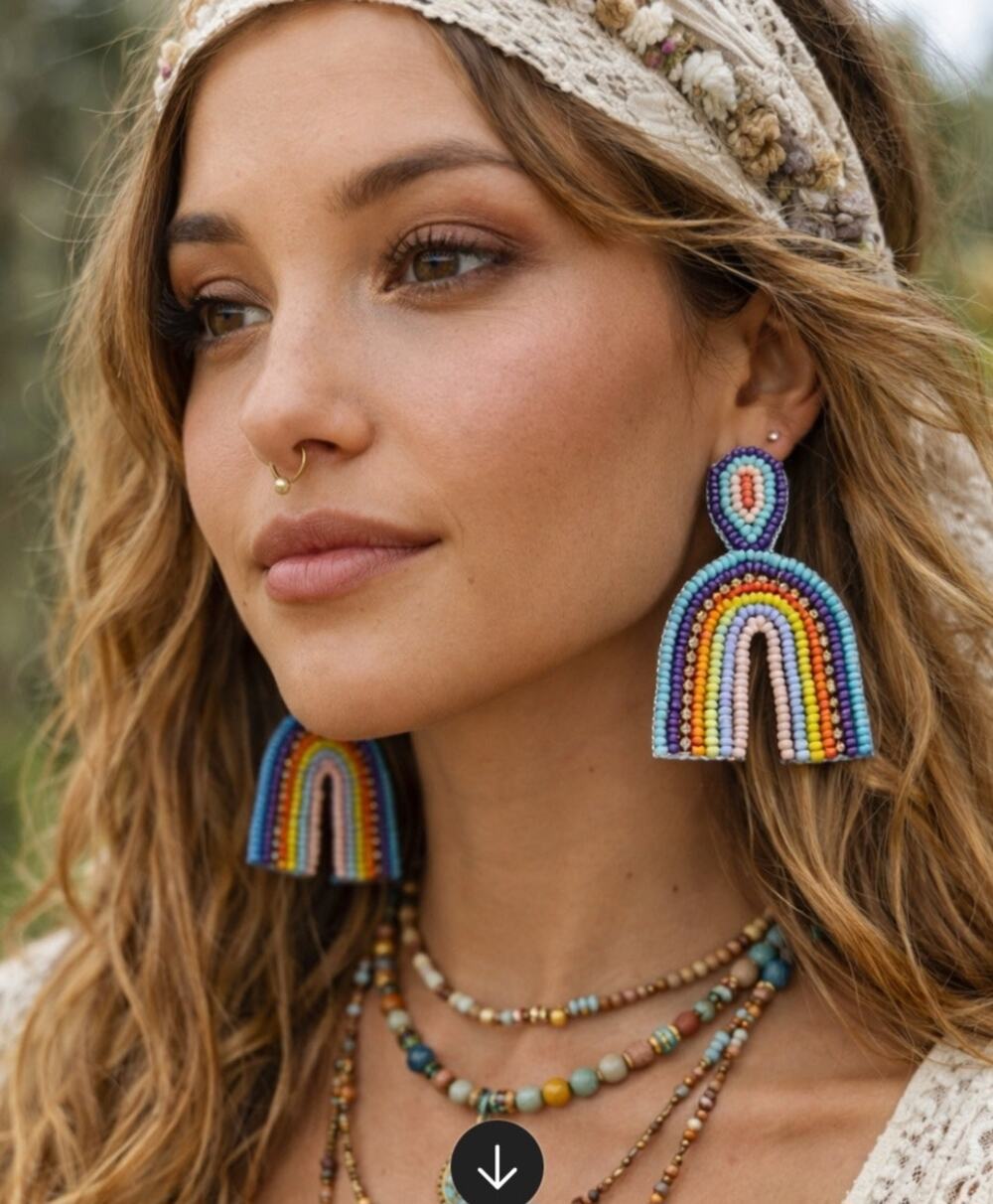 Kay Lee Rainbow Beaded Earrings New